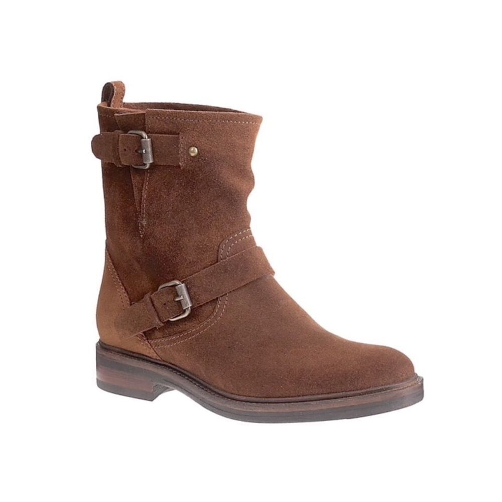 J. Crew Brown/Dark Tan Suede Moto Boots size 9.5